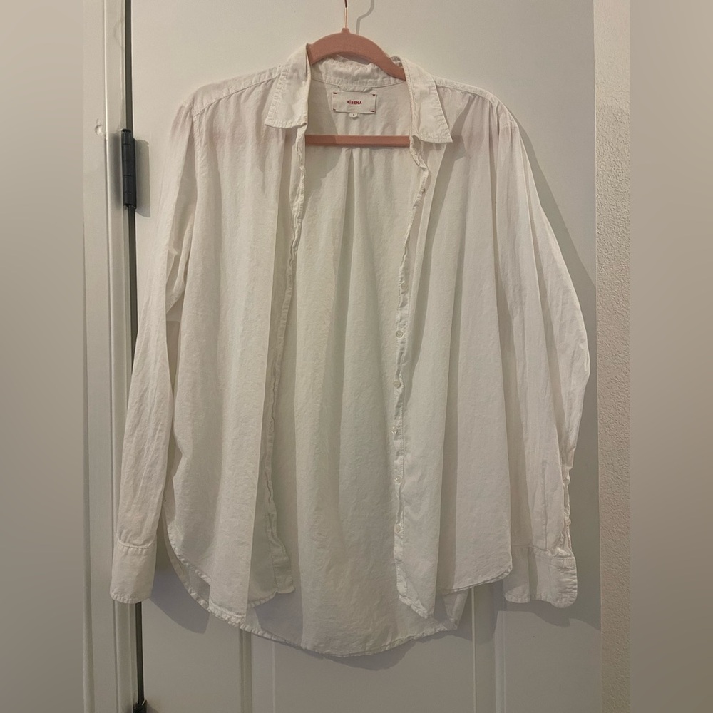 XiRENA Men's Cream Casual Button Down Shirt